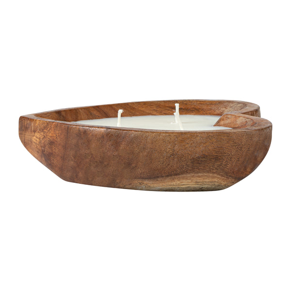 Restaurantware Coco Casa Handmade Wood Heart Dough Bowl Candle - Lavender - 7" X 5 1/2" X 2" - 10 Count Box