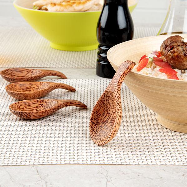 Restaurantware Coco Casa Natural Handmade Coconut Spoon / Scoop - 3 3/4" X 1 3/4" - 40 Count Box