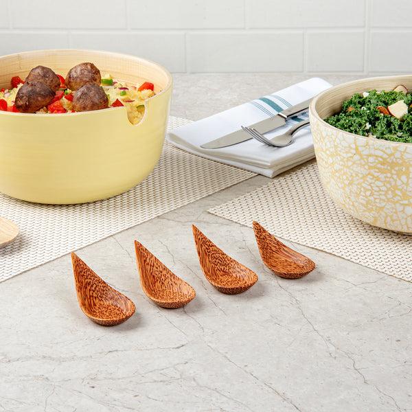 Restaurantware Coco Casa Natural Handmade Teardrop Coconut Spoon - 3 1/4" X 1 1/2" - 40 Count Box