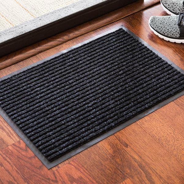 Restaurantware Comfy Feet Black Carpet Floor Mat - Ribbed - 36" X 24" - 1 Count Box