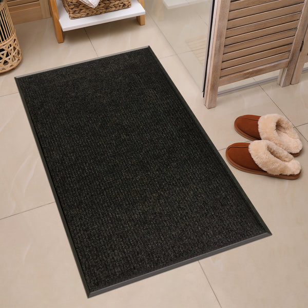 Restaurantware Comfy Feet Black Carpet Floor Mat - Ribbed - 60" X 36" - 1 Count Box
