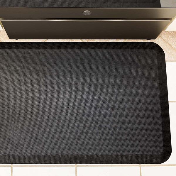 Restaurantware Comfy Feet Black Floor Mat - Extra-Padded Non-Slip Anti-Fatigue - 70" X 24" X 3/4" - 1 Count Box