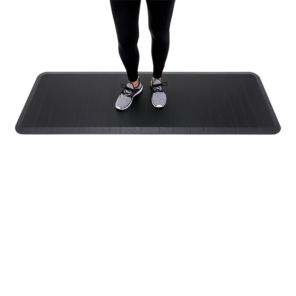 restaurantware Comfy Feet Black Floor Mat - Extra-Padded Non-Slip Anti-Fatigue - 70" x 24" x 3/4" - 1 count box