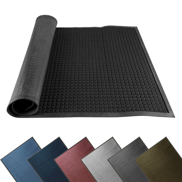 Restaurantware Comfy Feet Black Heavy-Duty Carpet Floor Mat - Waffle - 60" X 36" - 1 Count Box