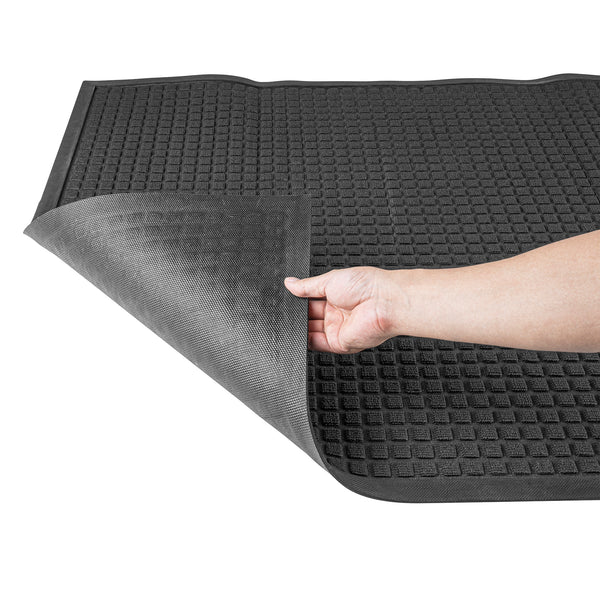 Restaurantware Comfy Feet Black Heavy-Duty Carpet Floor Mat - Waffle - 60" X 36" - 1 Count Box