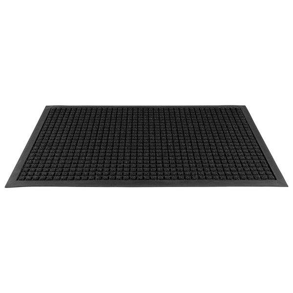 Restaurantware Comfy Feet Black Heavy-Duty Carpet Floor Mat - Waffle - 36" X 24" - 1 Count Box