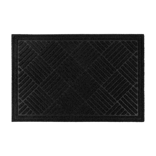 Restaurantware Comfy Feet Black Heavy-Duty Outdoor Floor Mat - Diamond - 36" X 24" - 1 Count Box