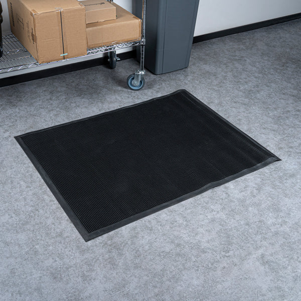 Restaurantware Comfy Feet Black Rubber Floor Mat - Non-Slip - 48" X 36" - 1 Count Box