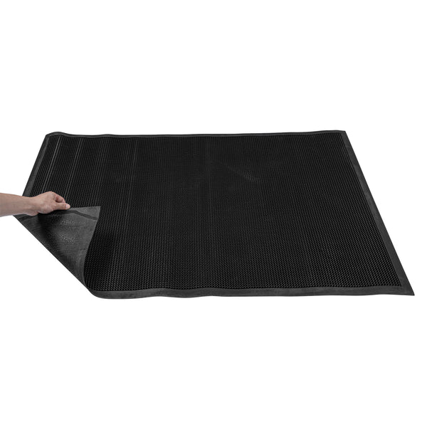 Restaurantware Comfy Feet Black Rubber Floor Mat - Non-Slip - 48" X 36" - 1 Count Box