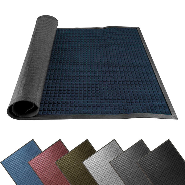 Restaurantware Comfy Feet Blue Heavy-Duty Carpet Floor Mat - Waffle - 60" X 36" - 1 Count Box