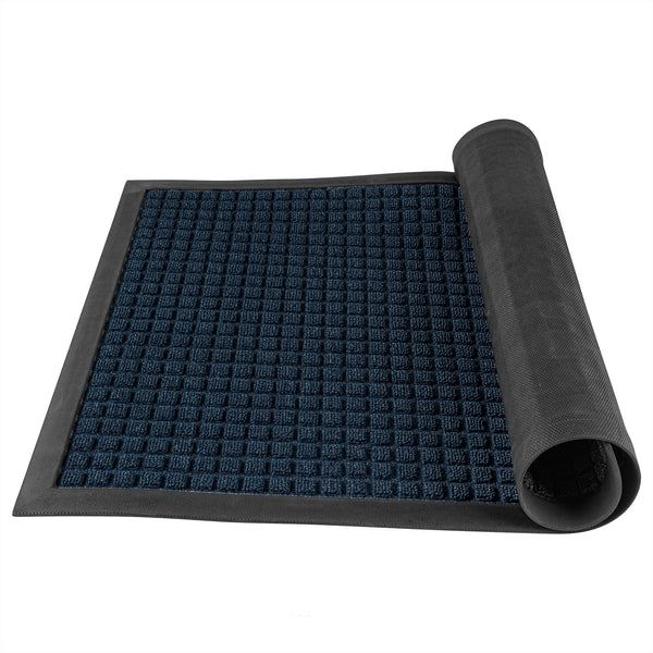Restaurantware Comfy Feet Blue Heavy-Duty Carpet Floor Mat - Waffle - 36" X 24" - 1 Count Box
