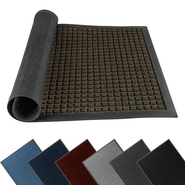Restaurantware Comfy Feet Brown Heavy-Duty Carpet Floor Mat - Waffle - 36" X 24" - 1 Count Box