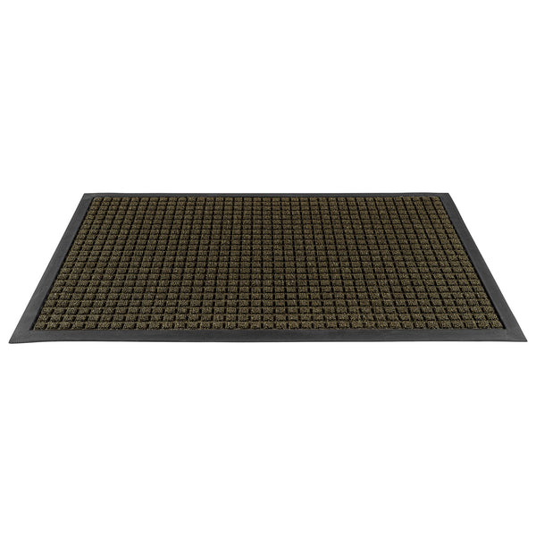 Restaurantware Comfy Feet Brown Heavy-Duty Carpet Floor Mat - Waffle - 36" X 24" - 1 Count Box