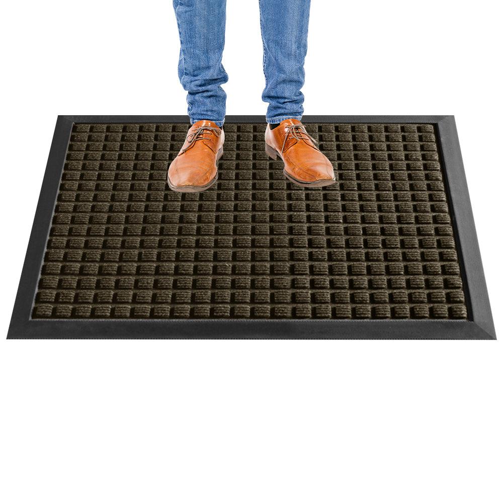 restaurantware Comfy Feet Brown Heavy-Duty Carpet Floor Mat - Waffle - 36" x 24" - 1 count box