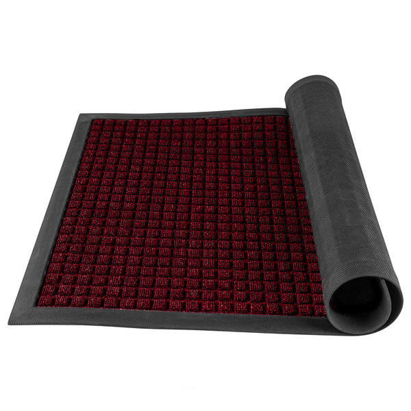 Restaurantware Comfy Feet Burgundy Heavy-Duty Carpet Floor Mat - Waffle - 36" X 24" - 1 Count Box