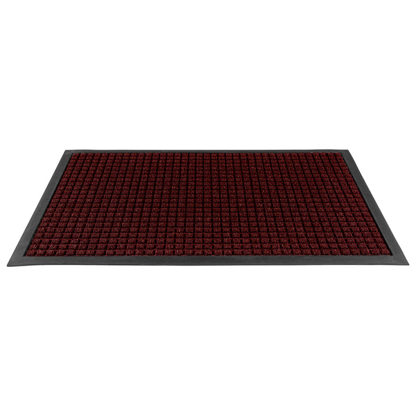Restaurantware Comfy Feet Burgundy Heavy-Duty Carpet Floor Mat - Waffle - 36" X 24" - 1 Count Box