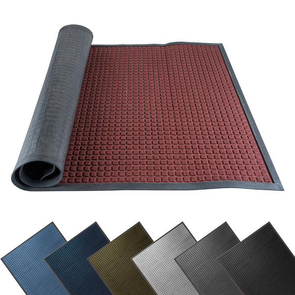 Restaurantware Comfy Feet Burgundy Heavy-Duty Carpet Floor Mat - Waffle - 60" X 36" - 1 Count Box