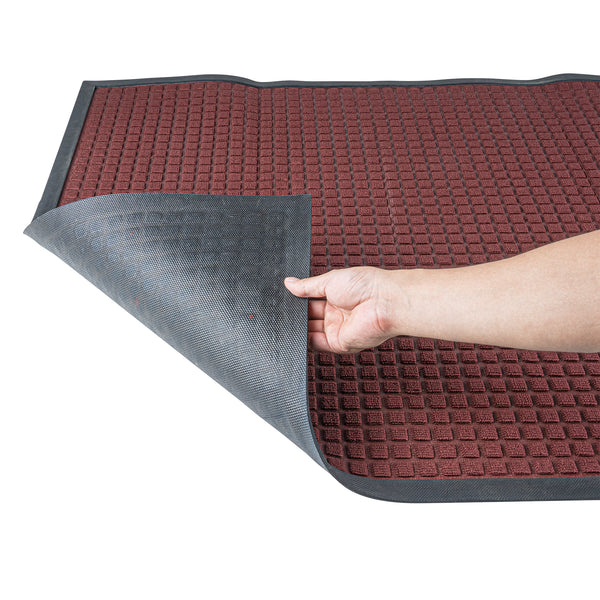 Restaurantware Comfy Feet Burgundy Heavy-Duty Carpet Floor Mat - Waffle - 60" X 36" - 1 Count Box