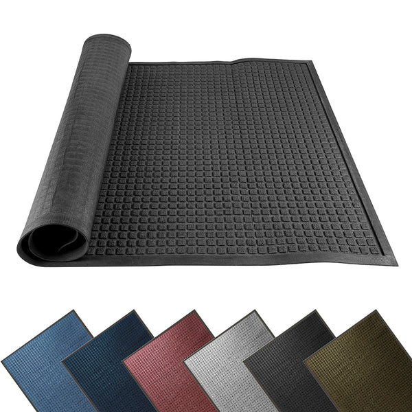 Restaurantware Comfy Feet Dark Gray Heavy-Duty Carpet Floor Mat - Waffle - 60" X 36" - 1 Count Box