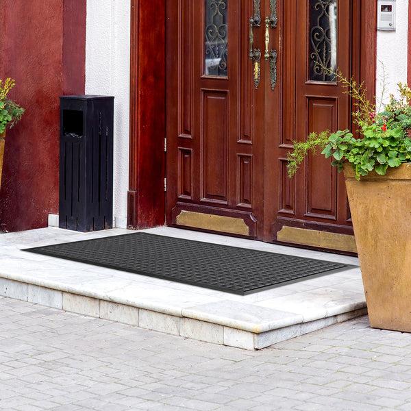 Restaurantware Comfy Feet Dark Gray Heavy-Duty Carpet Floor Mat - Waffle - 60" X 36" - 1 Count Box