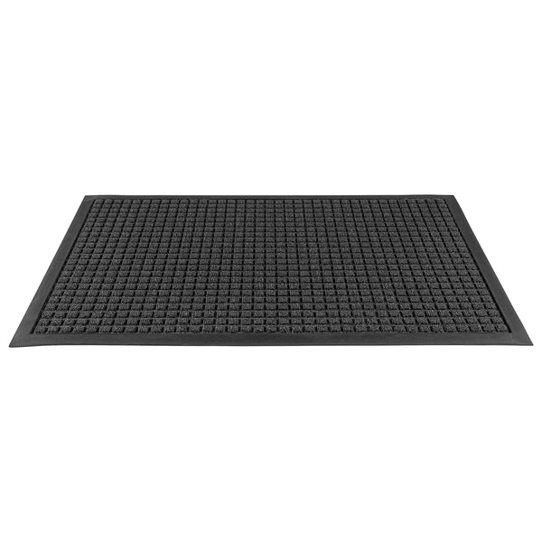 Restaurantware Comfy Feet Dark Gray Heavy-Duty Carpet Floor Mat - Waffle - 36" X 24" - 1 Count Box