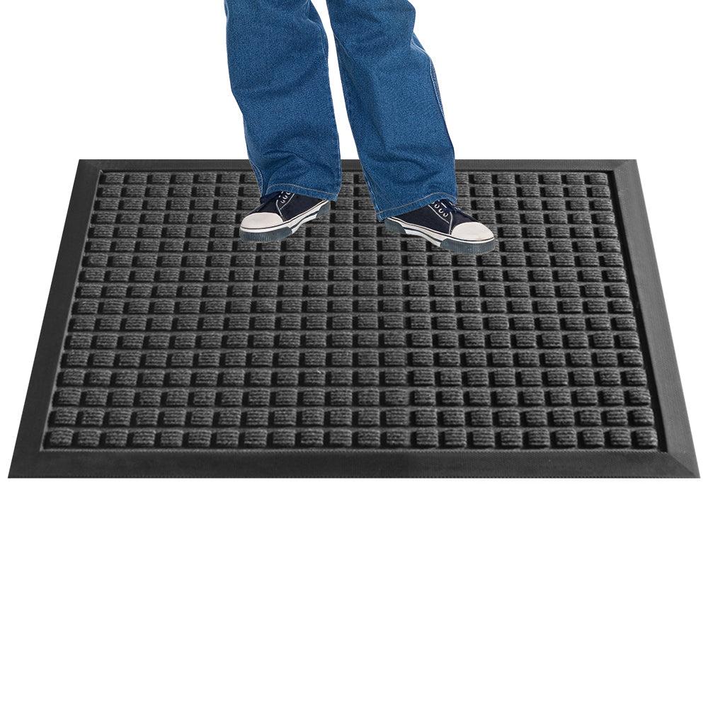restaurantware Comfy Feet Dark Gray Heavy-Duty Carpet Floor Mat - Waffle - 36" x 24" - 1 count box