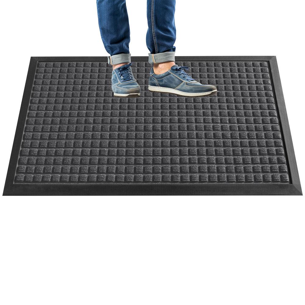 restaurantware Comfy Feet Dark Gray Heavy-Duty Carpet Floor Mat - Waffle - 60" x 36" - 1 count box