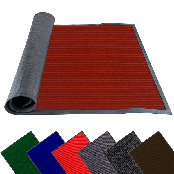 Restaurantware Comfy Feet Dark Red Carpet Floor Mat - Ribbed - 36" X 24" - 1 Count Box