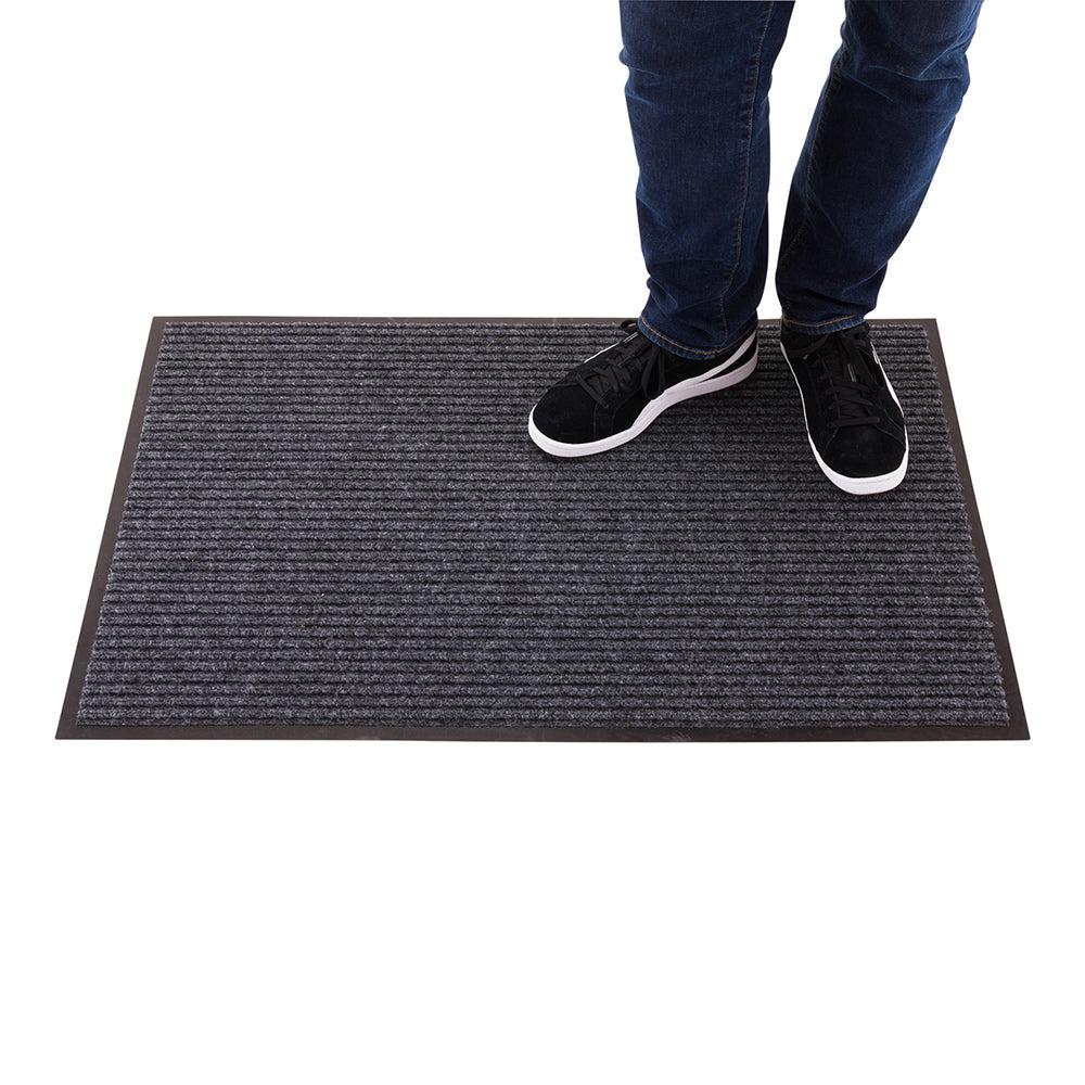 restaurantware Comfy Feet Gray Carpet Floor Mat - Ribbed - 36" x 24" - 1 count box