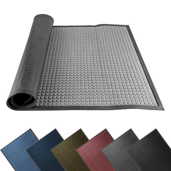 Restaurantware Comfy Feet Gray Heavy-Duty Carpet Floor Mat - Waffle - 60" X 36" - 1 Count Box