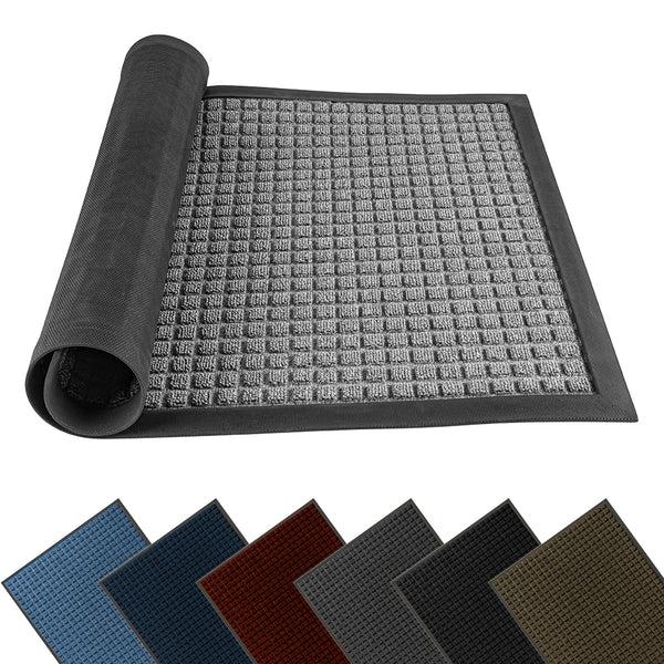 Restaurantware Comfy Feet Gray Heavy-Duty Carpet Floor Mat - Waffle - 36" X 24" - 1 Count Box