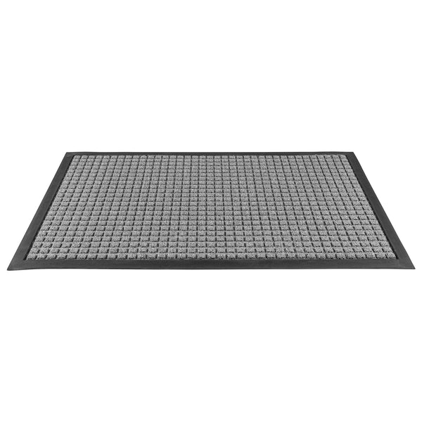 Restaurantware Comfy Feet Gray Heavy-Duty Carpet Floor Mat - Waffle - 36" X 24" - 1 Count Box