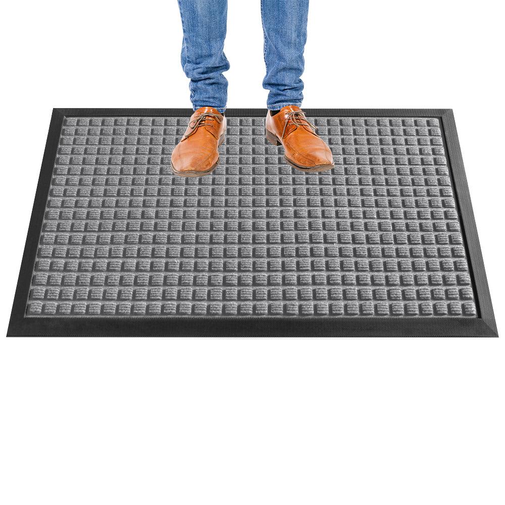 restaurantware Comfy Feet Gray Heavy-Duty Carpet Floor Mat - Waffle - 60" x 36" - 1 count box