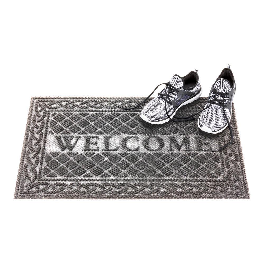 restaurantware Comfy Feet Gray Polypropylene Welcome Mat - 36" x 24" - 1 count box