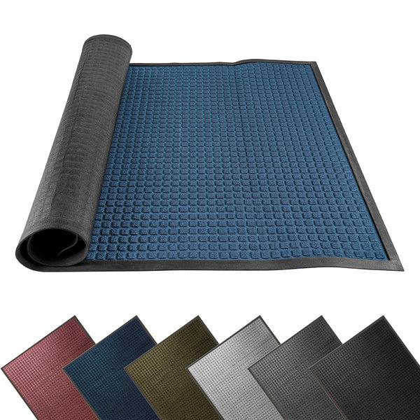 Restaurantware Comfy Feet Light Blue Heavy-Duty Carpet Floor Mat - Waffle - 60" X 36" - 1 Count Box