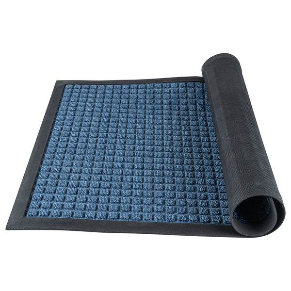 Restaurantware Comfy Feet Light Blue Heavy-Duty Carpet Floor Mat - Waffle - 36" X 24" - 1 Count Box