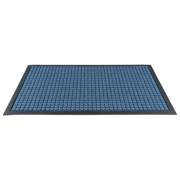 Restaurantware Comfy Feet Light Blue Heavy-Duty Carpet Floor Mat - Waffle - 36" X 24" - 1 Count Box