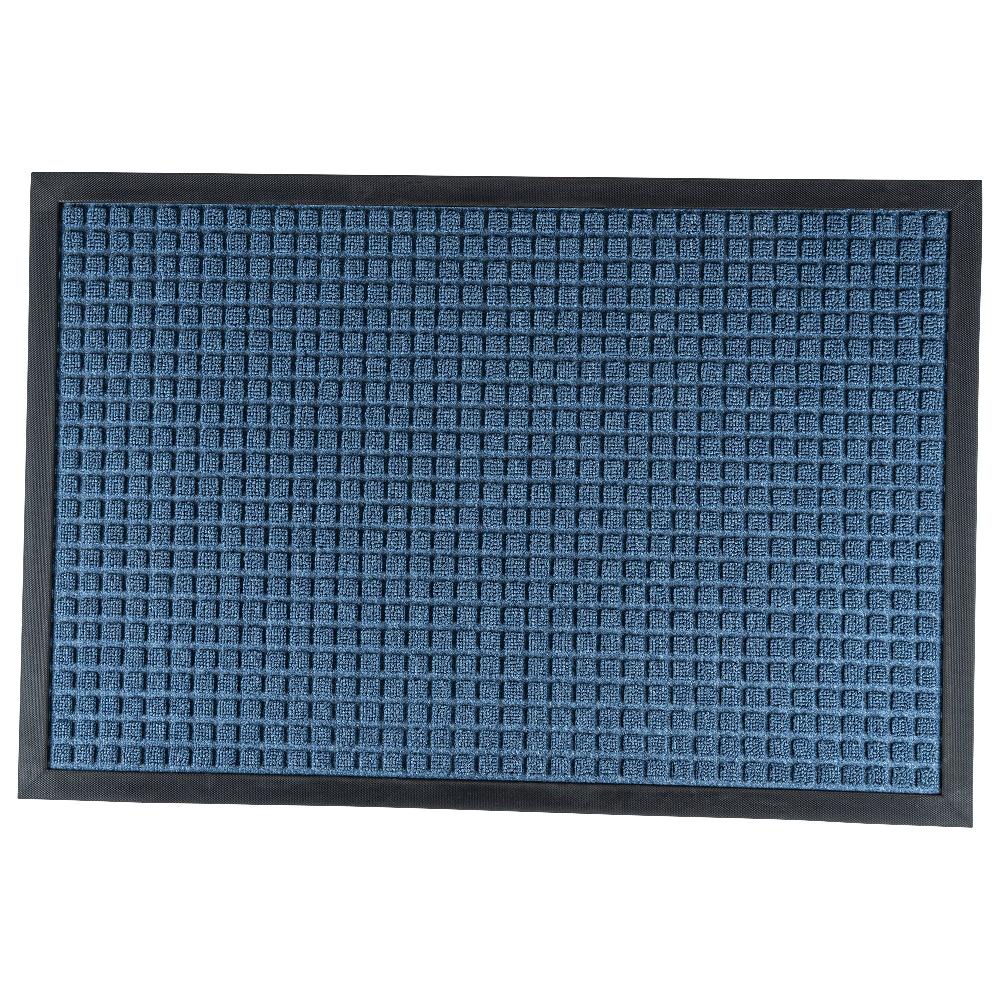 restaurantware Comfy Feet Light Blue Heavy-Duty Carpet Floor Mat - Waffle - 36" x 24" - 1 count box