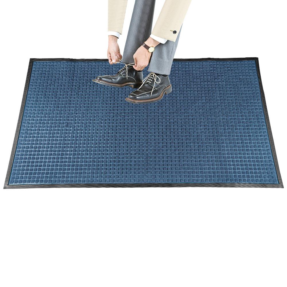 restaurantware Comfy Feet Light Blue Heavy-Duty Carpet Floor Mat - Waffle - 60" x 36" - 1 count box