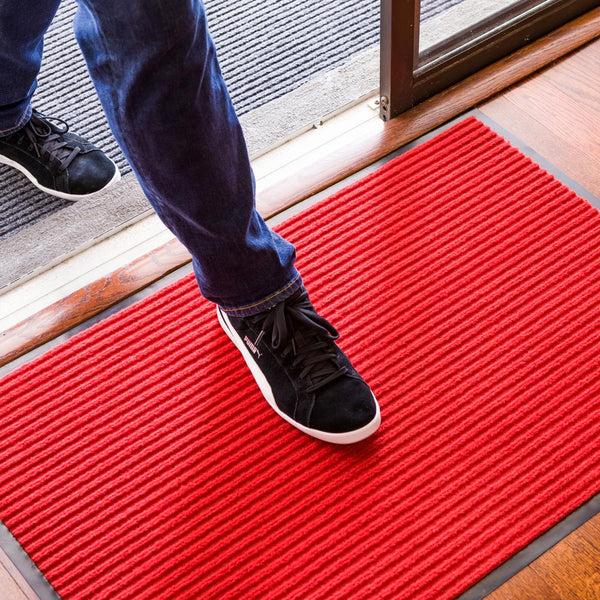 Restaurantware Comfy Feet Red Carpet Floor Mat - Ribbed - 36" X 24" - 1 Count Box