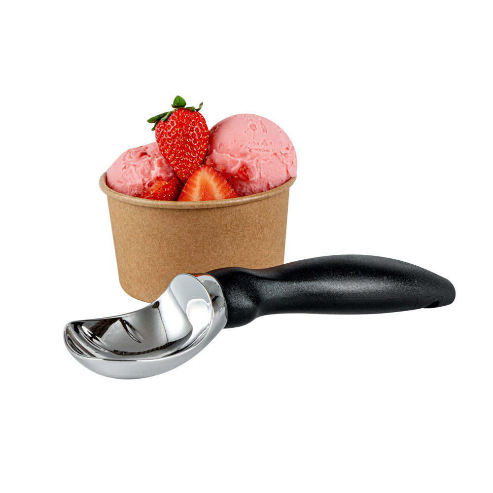 restaurantware Comfy Grip Black Metal Ice Cream Scoop - 7 3/4" x 2" x 1 3/4" - 1 count box