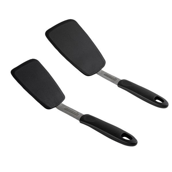 Restaurantware Comfy Grip Black Silicone 2-Piece Solid Turner Set - 1 Count Box