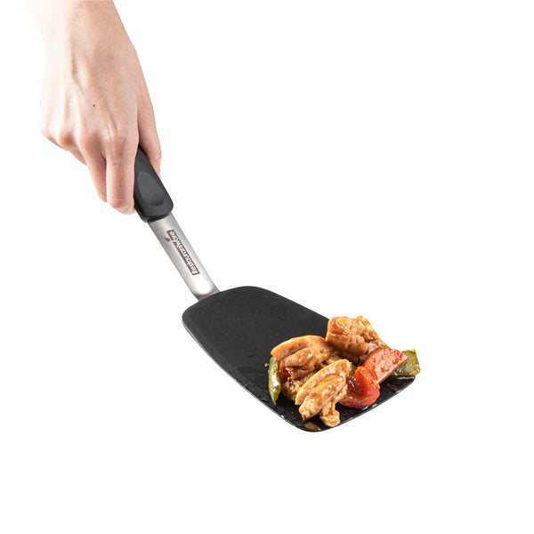 Restaurantware Comfy Grip Black Silicone Solid Turner - 13 1/4" - 1 Count Box