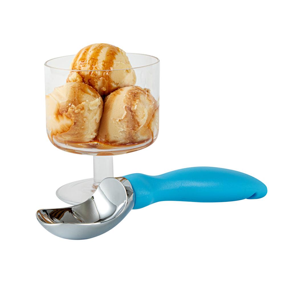restaurantware Comfy Grip Blue Metal Ice Cream Scoop - 7 3/4" x 2" x 1 3/4" - 1 count box