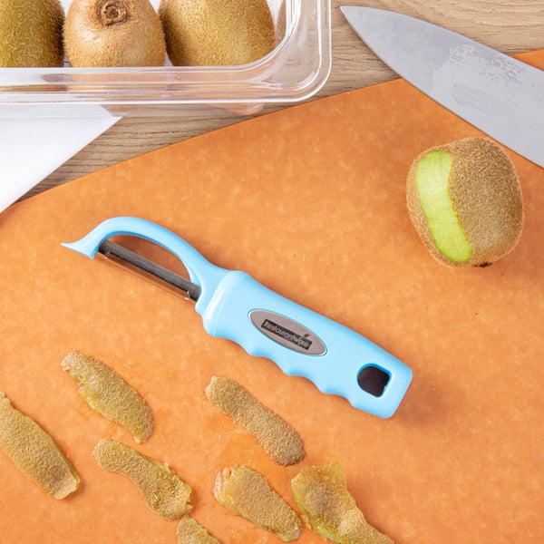 Restaurantware Comfy Grip Blue Stainless Steel Vegetable Peeler - 7 1/2" - 1 Count Box