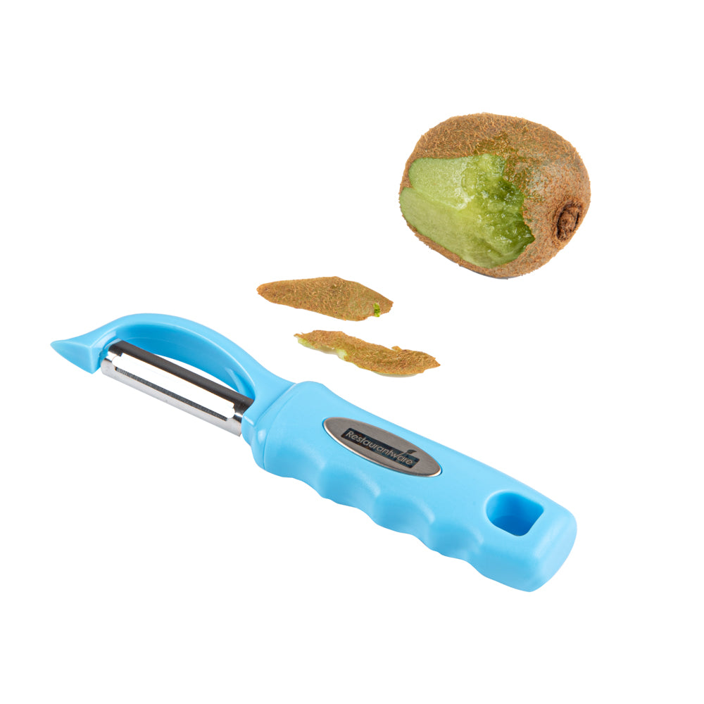restaurantware Comfy Grip Blue Stainless Steel Vegetable Peeler - 7 1/2" - 1 count box