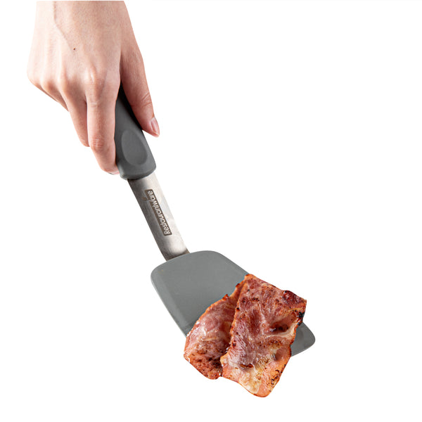 Restaurantware Comfy Grip Gray Silicone 2-Piece Solid Turner Set - 1 Count Box