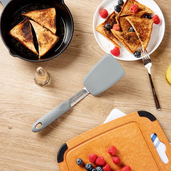 Restaurantware Comfy Grip Gray Silicone Solid Turner - 12" - 1 Count Box