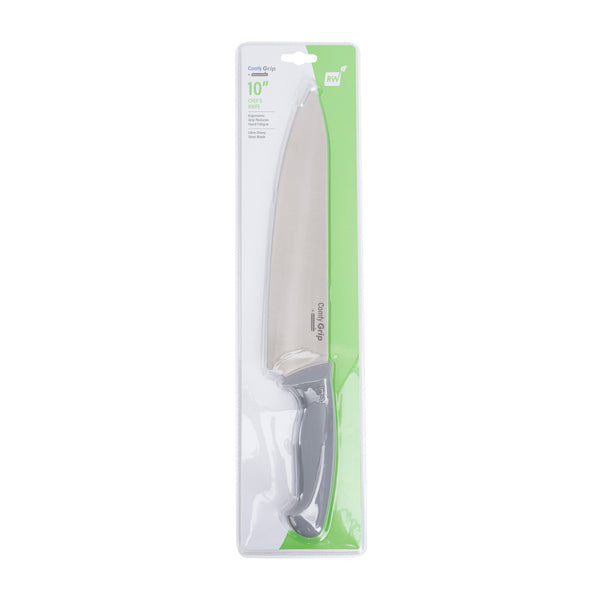 Restaurantware Comfy Grip Gray Stainless Steel 10" Chef's Knife - 1 Count Box
