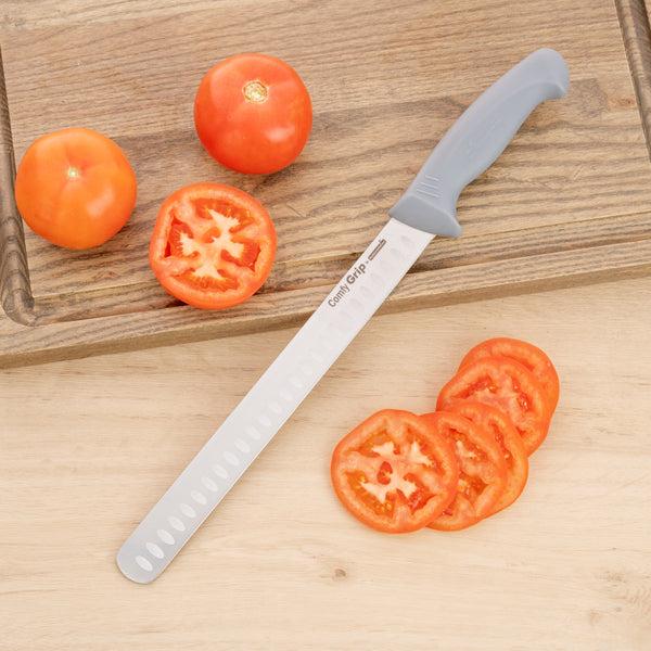 Restaurantware Comfy Grip Gray Stainless Steel 12" Slicing Knife - 1 Count Box